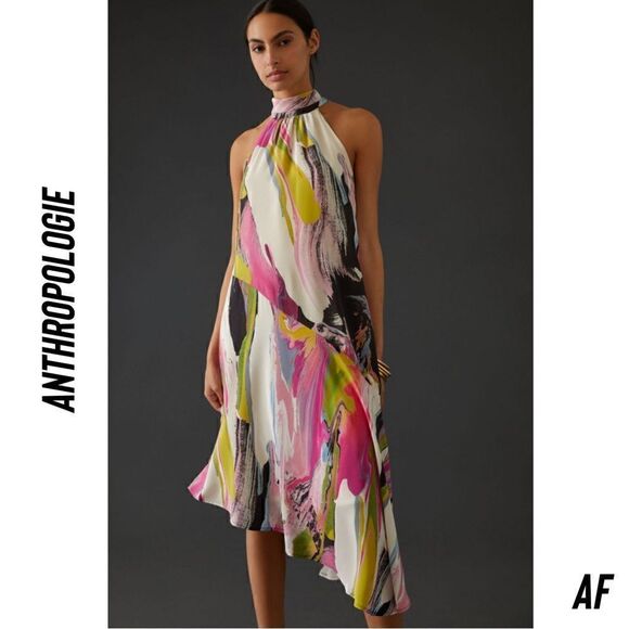 ANTHROPOLOGIE OMG HALTER MIDI DRESS NEW SMALL - Picture 5 of 13
